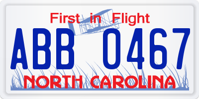 NC license plate ABB0467