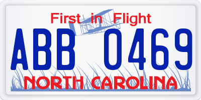 NC license plate ABB0469