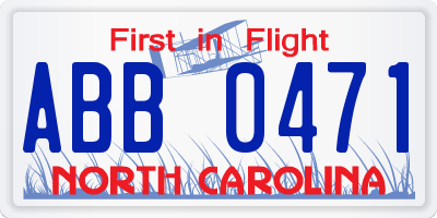 NC license plate ABB0471