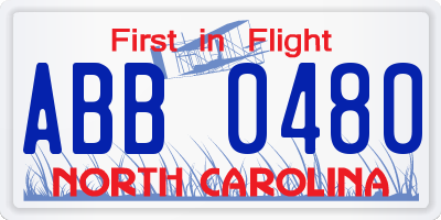 NC license plate ABB0480