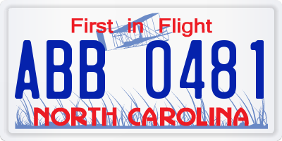 NC license plate ABB0481