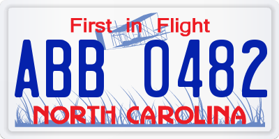 NC license plate ABB0482