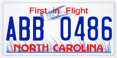 NC license plate ABB0486