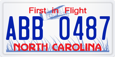 NC license plate ABB0487