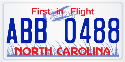 NC license plate ABB0488