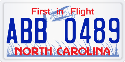 NC license plate ABB0489