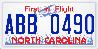 NC license plate ABB0490