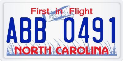 NC license plate ABB0491