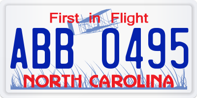 NC license plate ABB0495