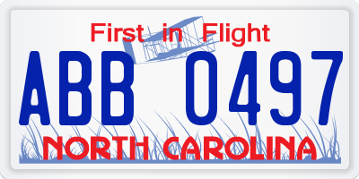 NC license plate ABB0497
