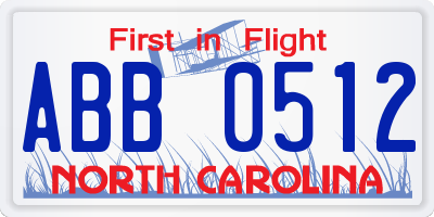 NC license plate ABB0512