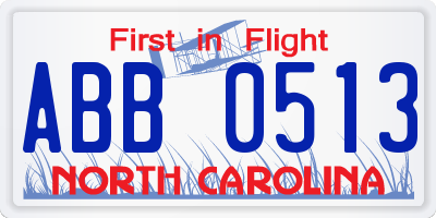 NC license plate ABB0513