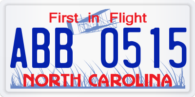 NC license plate ABB0515