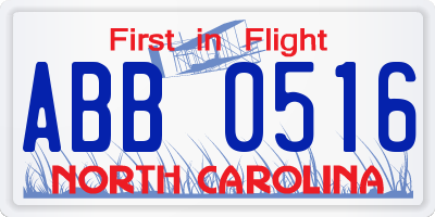NC license plate ABB0516
