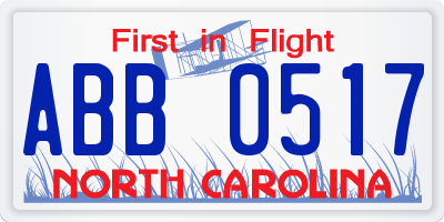 NC license plate ABB0517