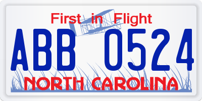 NC license plate ABB0524