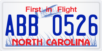 NC license plate ABB0526