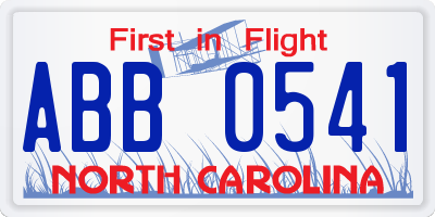NC license plate ABB0541