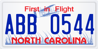 NC license plate ABB0544