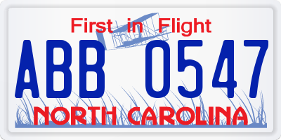 NC license plate ABB0547