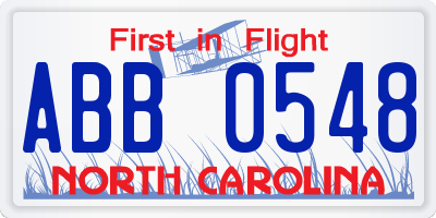 NC license plate ABB0548