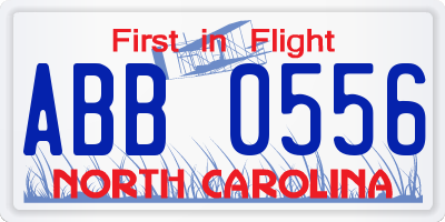 NC license plate ABB0556