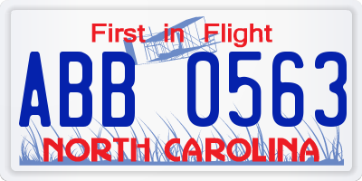 NC license plate ABB0563