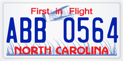 NC license plate ABB0564