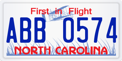 NC license plate ABB0574