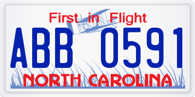 NC license plate ABB0591