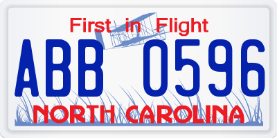 NC license plate ABB0596