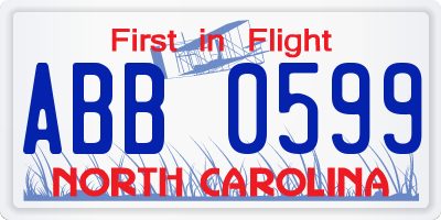 NC license plate ABB0599