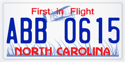 NC license plate ABB0615