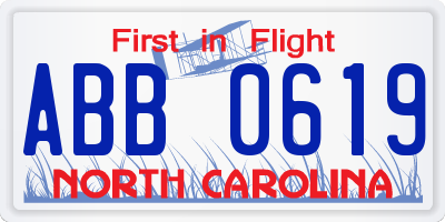 NC license plate ABB0619