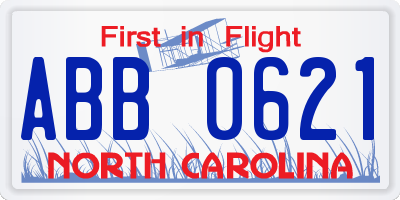 NC license plate ABB0621