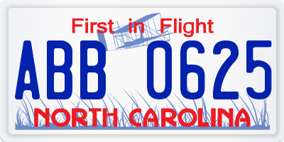 NC license plate ABB0625