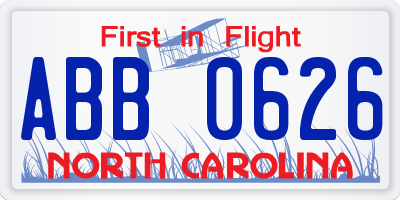 NC license plate ABB0626