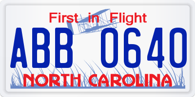 NC license plate ABB0640