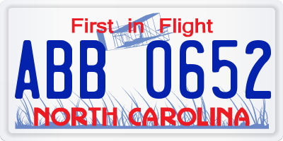 NC license plate ABB0652