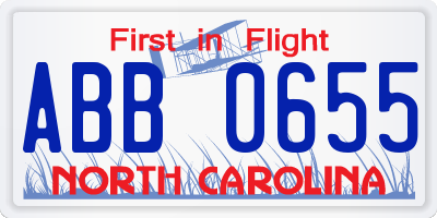 NC license plate ABB0655