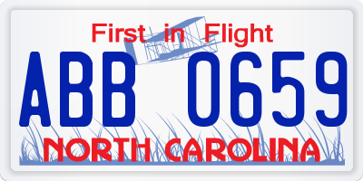 NC license plate ABB0659