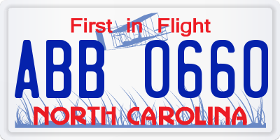 NC license plate ABB0660