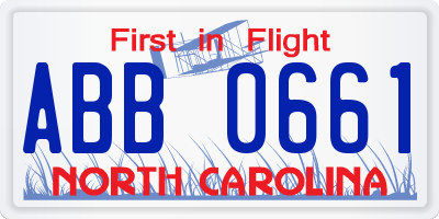 NC license plate ABB0661
