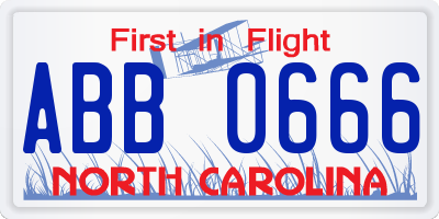 NC license plate ABB0666