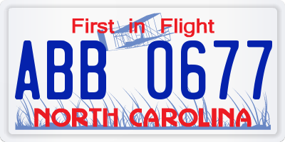 NC license plate ABB0677