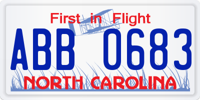 NC license plate ABB0683