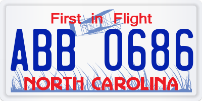 NC license plate ABB0686