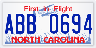 NC license plate ABB0694