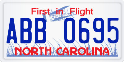 NC license plate ABB0695
