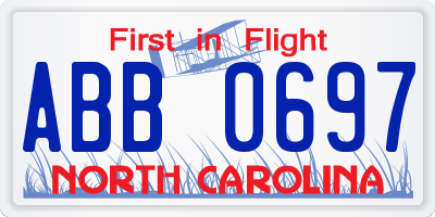 NC license plate ABB0697